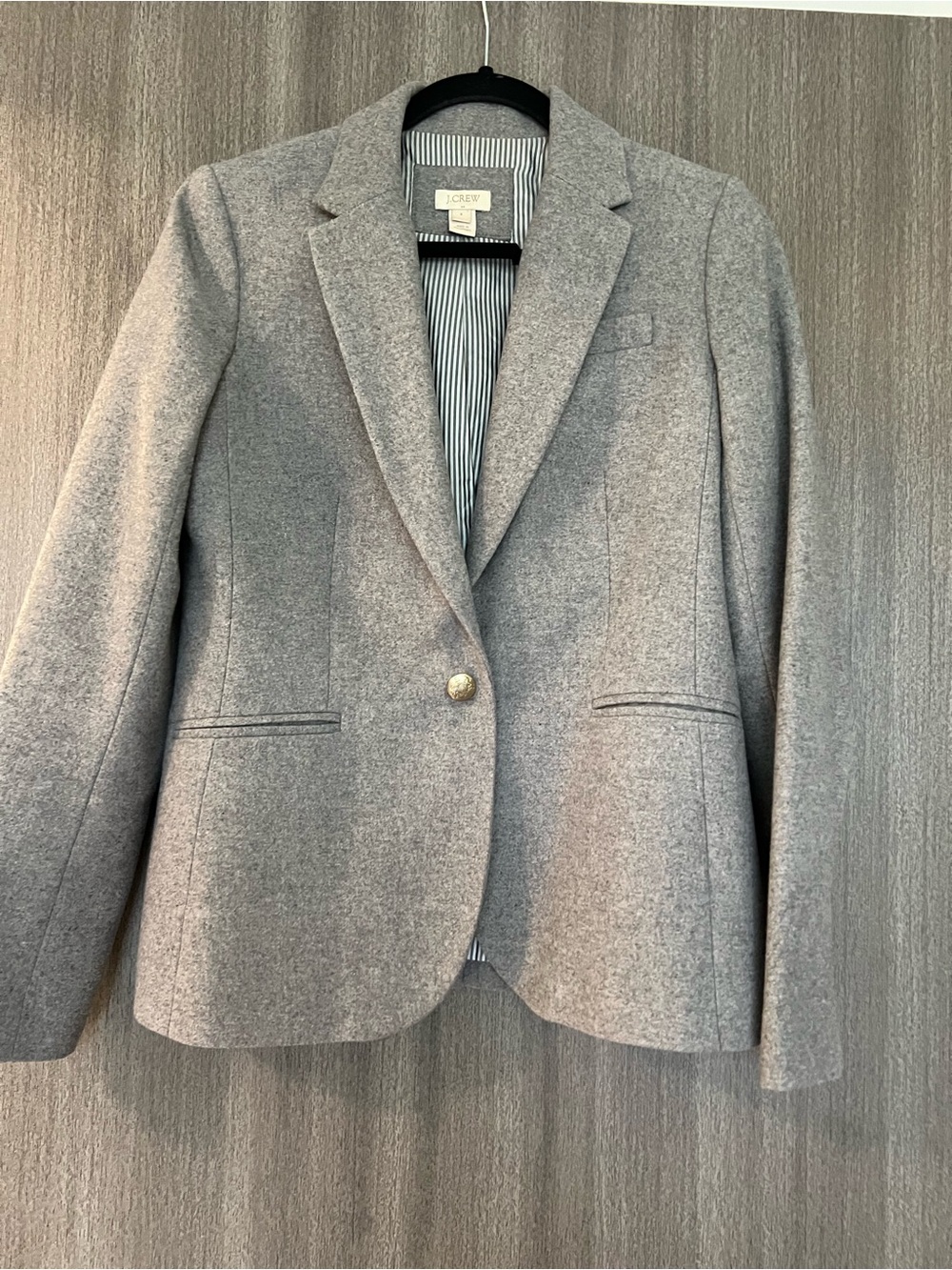J. Crew Light Gray Single-Button Wool Blend Blazer